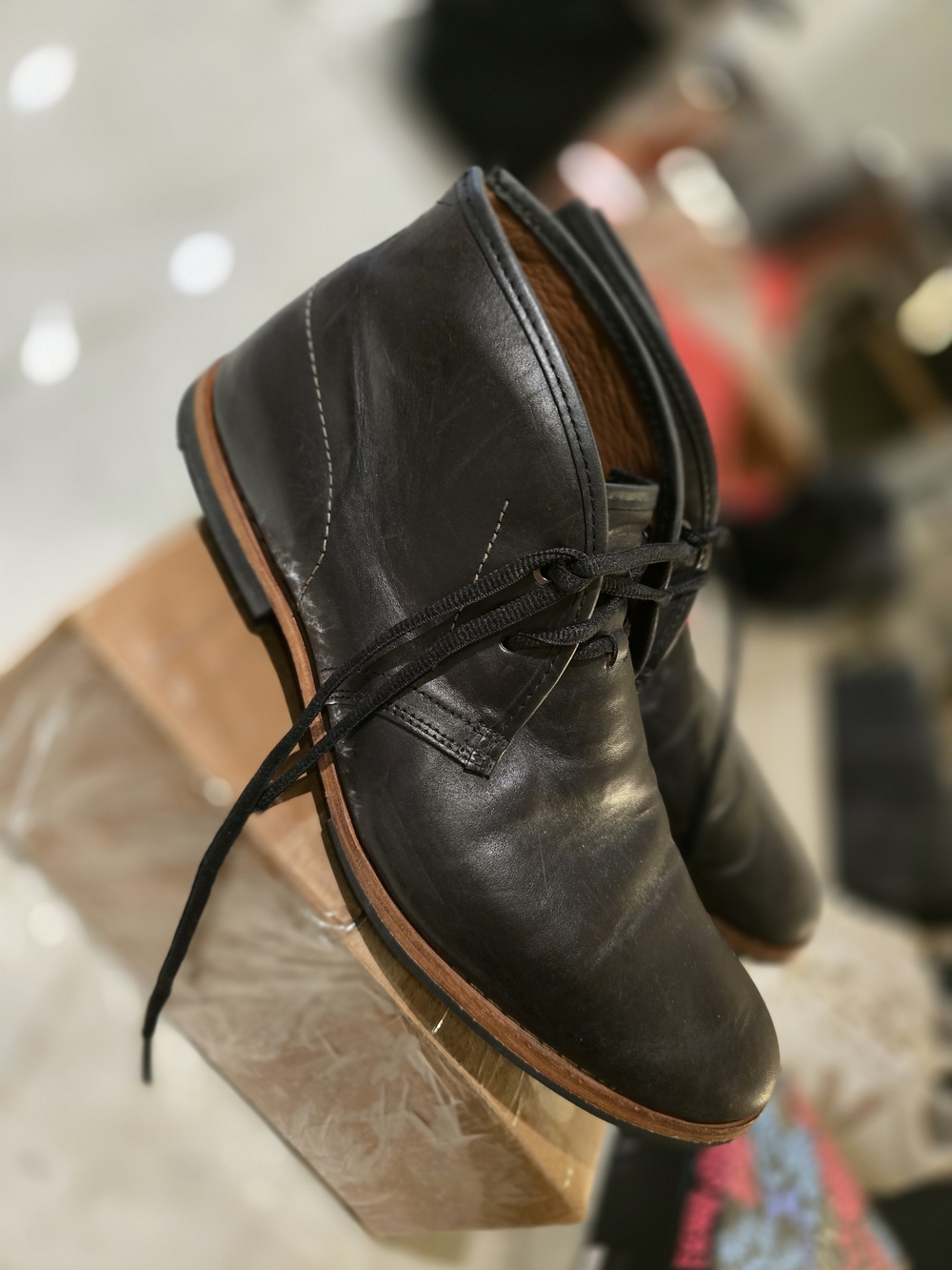 Timberland Black Leather  Boots with Brown Welt